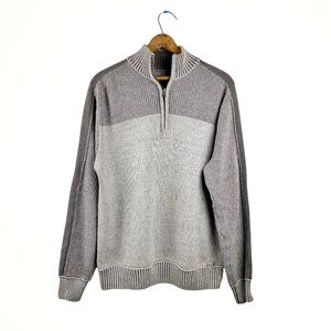J.B. Holt Quarter Zip Mock Neck Gatlinburg Sweater Heathered Knit Color Block M